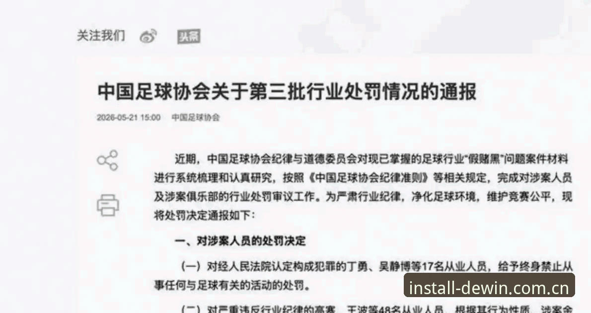 德赢体育苹果版安全吗 中足协第三批禁足名单公布:17人终身禁赛,48人受罚,足球反腐3大信号引人深思